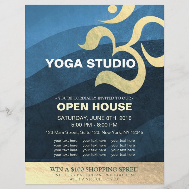 Yoga-Studio-Meditationslehrer Om Open House Fl Flyer (Vorne)