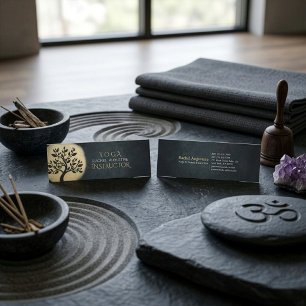 Yoga-Studio-Meditationslehrer Schwarzer Goldener B Mini Visitenkarte