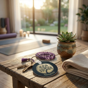 Yoga-Studio-Meditationslehrer Schwarzer Goldener B Schlüsselanhänger