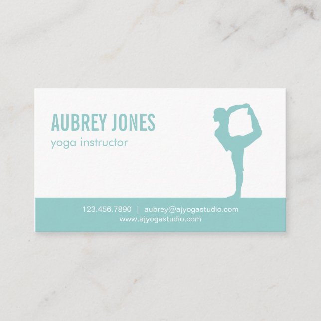 Yoga Studio Modern Business Card - Aqua Visitenkarte (Vorderseite)