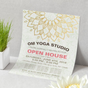 YOGA Studio Open House Gold Foil Mandala Blume Flyer