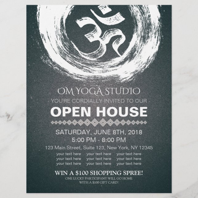 YOGA Studio Open House Kalligraphie OM & ZEN Symbo Flyer (Vorne)