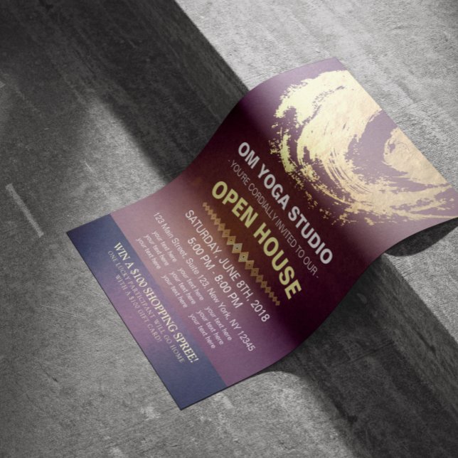 YOGA Studio Open House Lila Gold Foil ZEN Symbol Flyer (Von Creator hochgeladen)