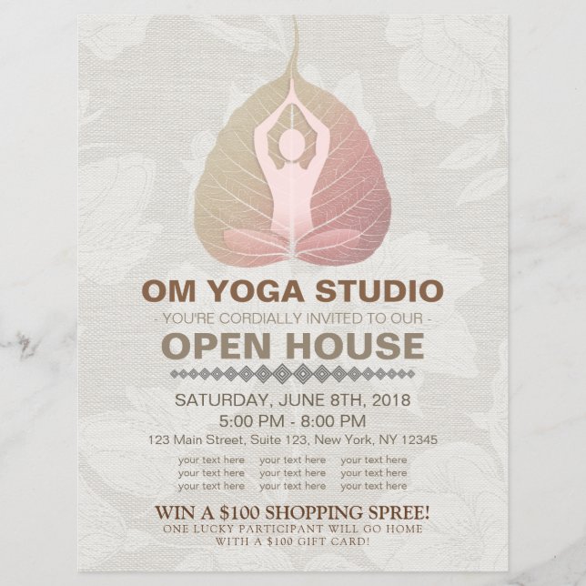 YOGA Studio Open House Meditation Pose Bodhi Leaf Flyer (Vorne)