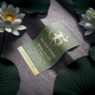 YOGA Studio Open House Meditation Pose & OM Symbol Flyer