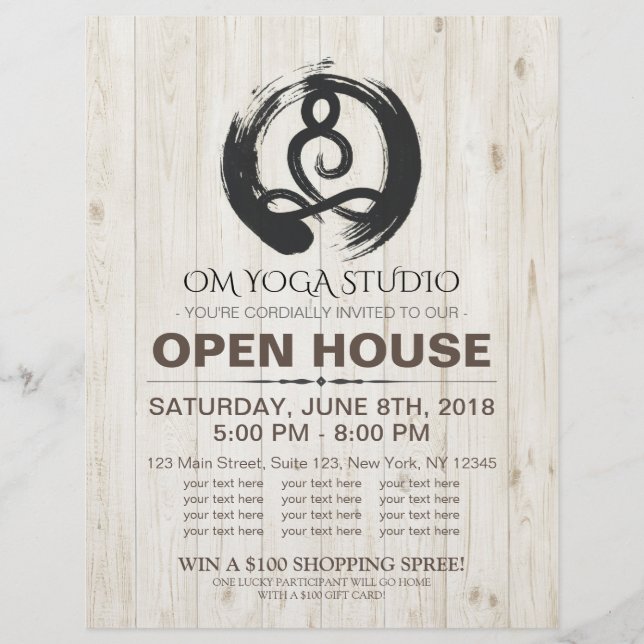 YOGA Studio Open House Meditation Pose Zen Symbol Flyer (Vorne)