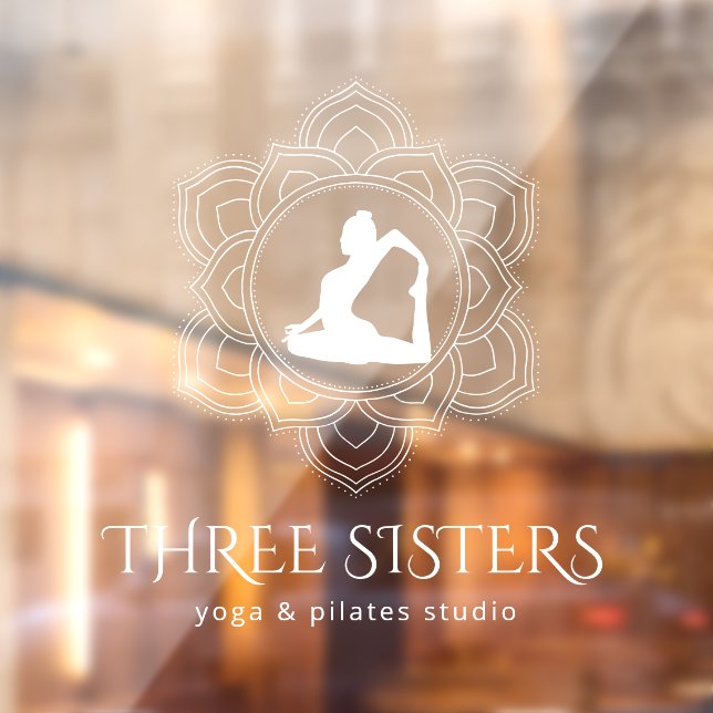 Yoga Studio Simple Mandala Beruflich White Fensteraufkleber (Blatt 2)