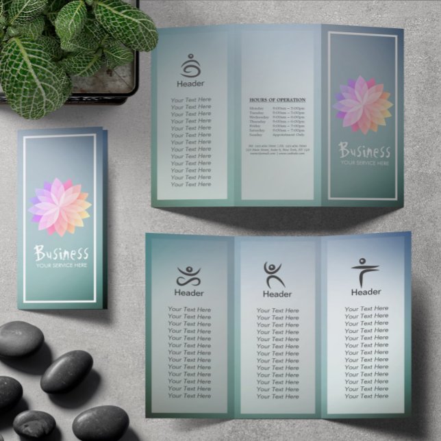 Yoga Studio Tri-Fold Broschüre Lotus Floral Mandal (Von Creator hochgeladen)