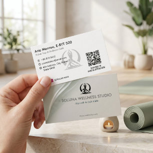 Yoga Studio Unternehmen   Modern Grauer Barcode Visitenkarte