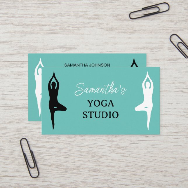 Yoga Studio Visitenkartenvorlage mit Pose Logo Visitenkarte (Vorderseite/Rückseite Beispiel)