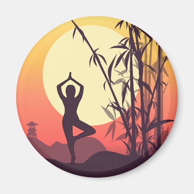 Yoga Sunset Liebe Magnet (Vorne)