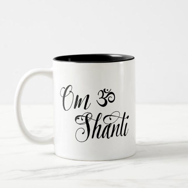 Yoga-Tasse OM Shanti Zweifarbige Tasse (Links)