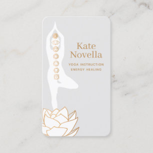 Yoga Teacher White Lotus Black Business Card Visitenkarte