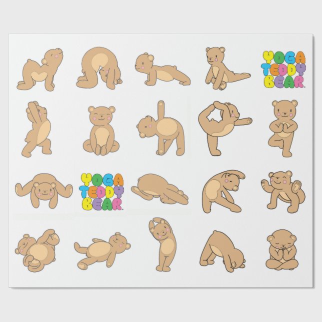 Yoga-Teddybär-Packpapier Geschenkpapier (Flach)
