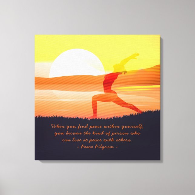 Yoga Tescher Sun Salutation Halbmond Pose Quotes Leinwanddruck (Vorderseite)