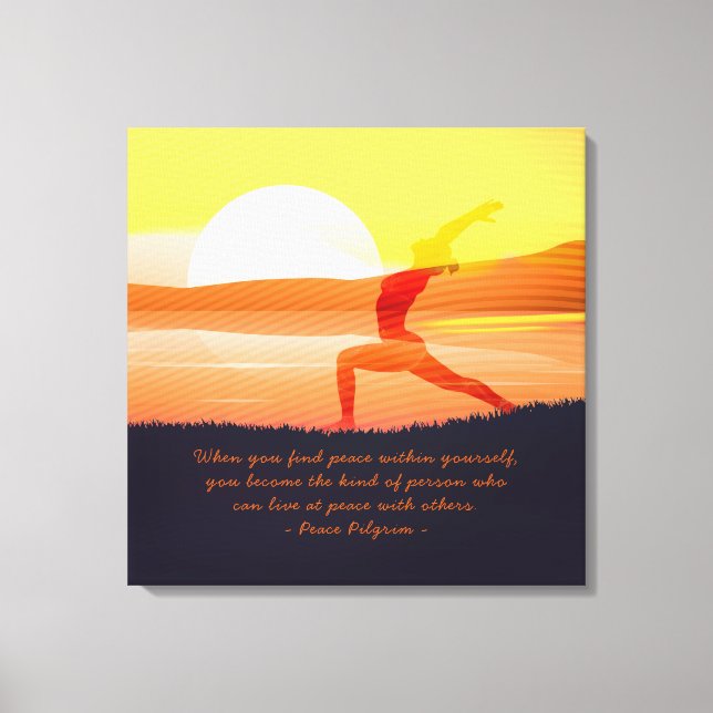 Yoga Tescher Sun Salutation Halbmond Pose Quotes Leinwanddruck (Vorderseite)