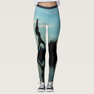 Yoga-Thema Silhouette mit Wasserreflektion Leggings