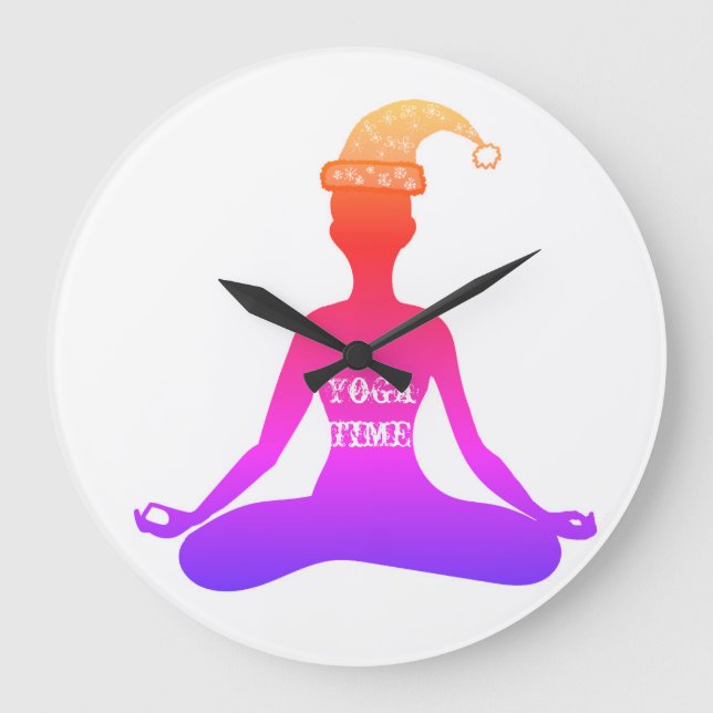 Yoga Time Wall Clock Große Wanduhr (Vorderseite)
