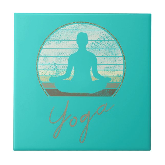 Yoga Training Vintag Design Meditation oder Pilate Fliese (Vorderseite)