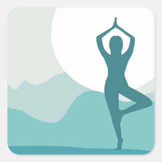 Yoga Tree Pose Quadratischer Aufkleber