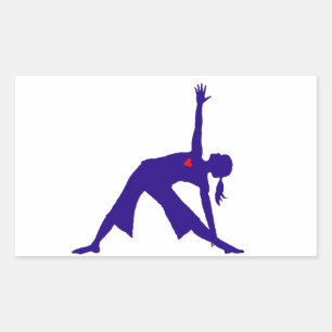 Yoga Triangle Pose Silhouette mit Herz Rechteckiger Aufkleber
