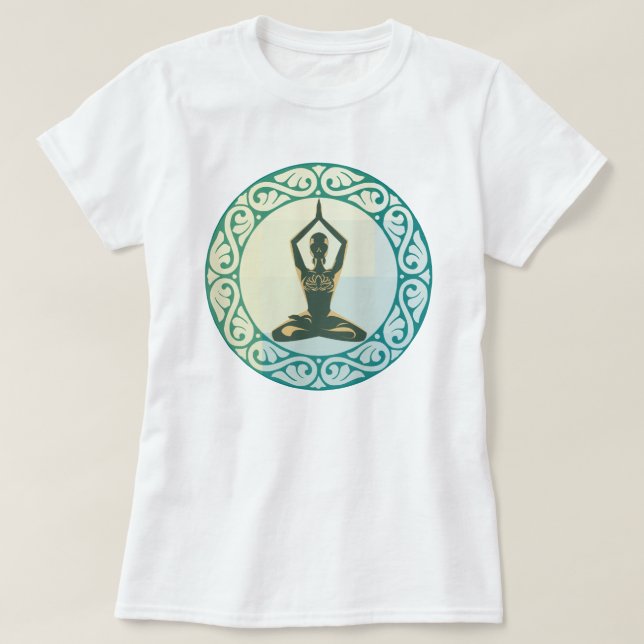 Yoga-Übungen Sitzen Pose Meditation T-Shirt (Design vorne)