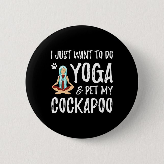 Yoga und Apoo-Hund als lustige Geschenkidee für Hu Button (Vorderseite)