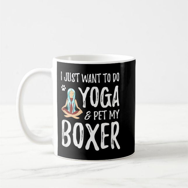 Yoga und Boxer für Funny Dog Mama Geschenk Idee Kaffeetasse (Links)