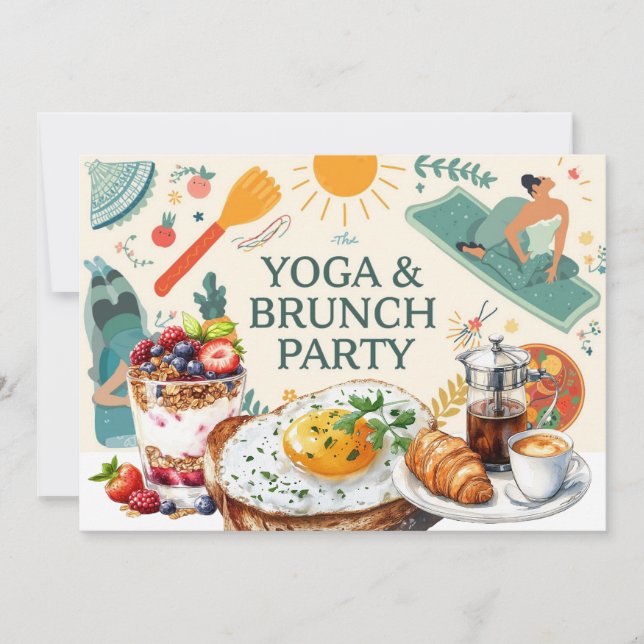 Yoga- und Brunch-Party Einladung (Vorderseite)