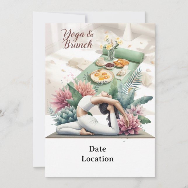 Yoga- und Brunch-Party Einladung (Vorderseite)
