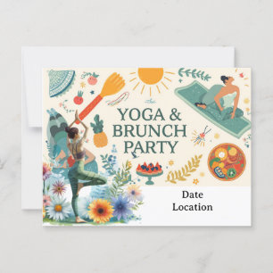 Yoga- und Brunch-Party Einladung Postkarte