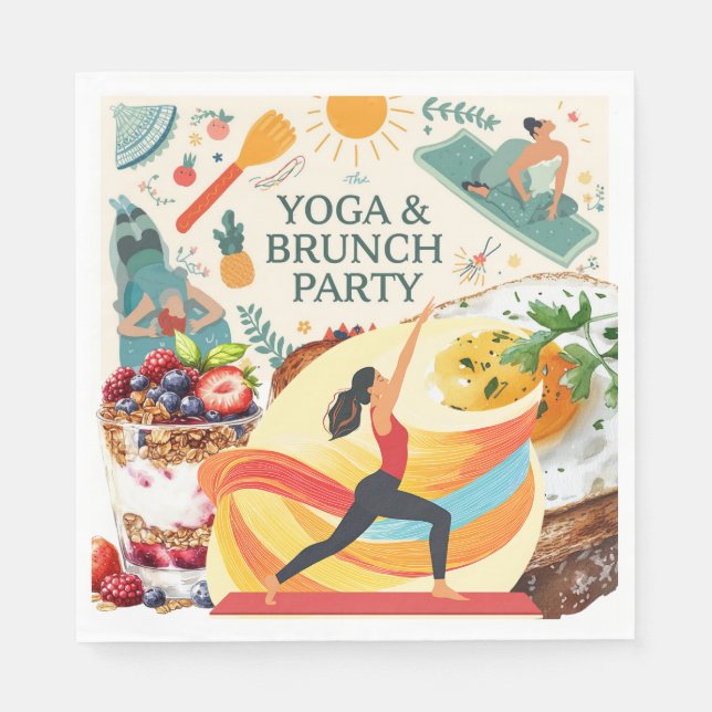 Yoga- und Brunch-Party Serviette (Vorderseite)