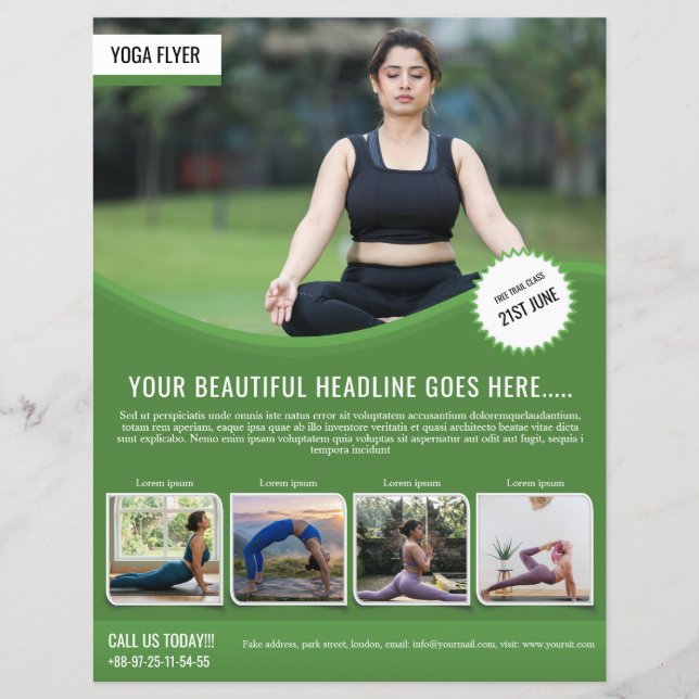 Yoga- und Fitness-Flugblattvorlage (Vorderseite)
