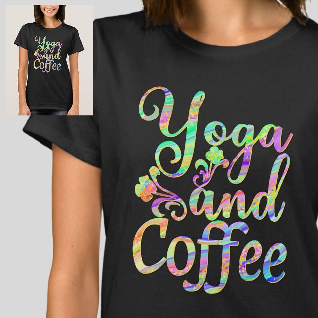 Yoga und Kaffeepflanze auf schwarzem T - Shirt mar (Von Creator hochgeladen)