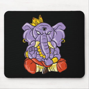 Yoga und Meditation Ganesh Elefant mit drei Augen Mousepad