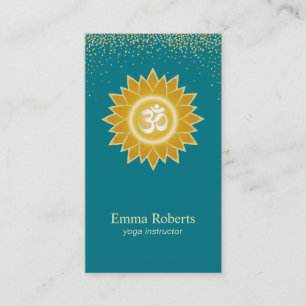 Yoga- und Meditationslehrer Lotus Teal Gold Glitte Visitenkarte