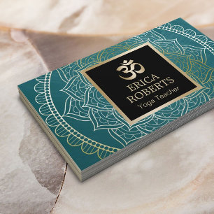 Yoga- und Meditationslehrer Vintage Mandala Teal Visitenkarte