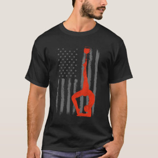 Yoga und Wein - Vintage amerikanische Flagge für Y T-Shirt