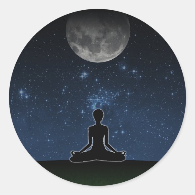 Yoga unter dem Mond Runder Aufkleber (Vorderseite)