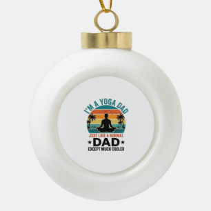 Yoga-Vater Vintage-Sonnenuntergang Lustiges Vater- Keramik Kugel-Ornament