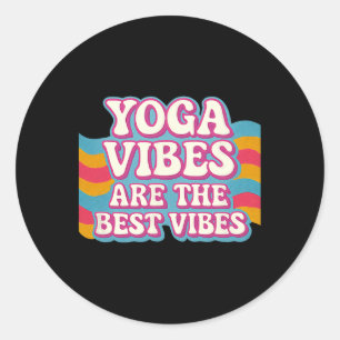 Yoga Vibes Sind Die Besten Vibes Neon Retro Bubble Runder Aufkleber