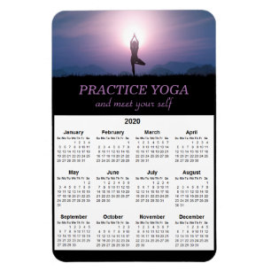 Yoga Vrksasana Pose Black Lila 2020 Kalender Magnet