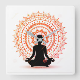 YOGA Wall Clock Quadratische Wanduhr