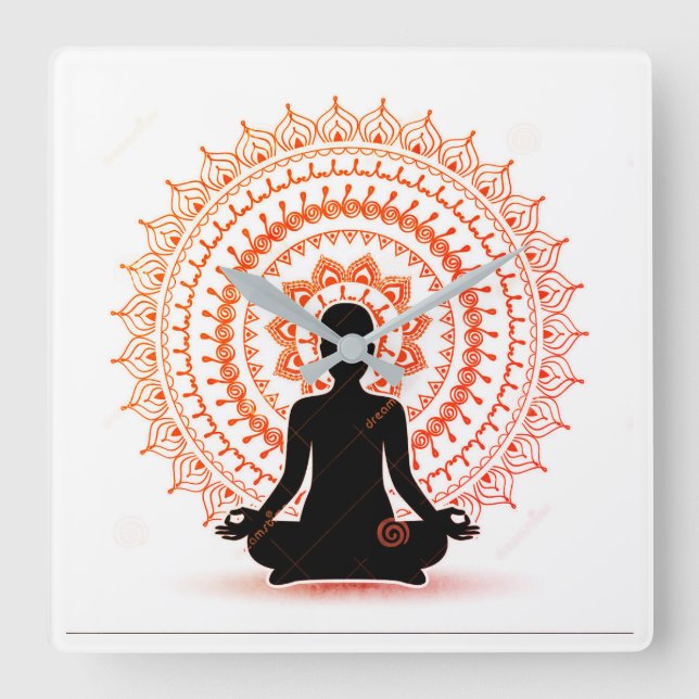 YOGA Wall Clock Quadratische Wanduhr (Vorderseite)