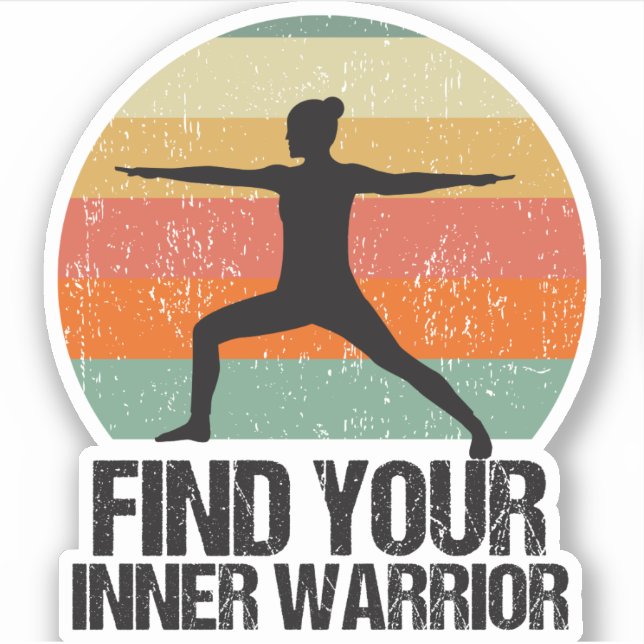 Yoga Warrior 2 Inspiration Quote Sunset Female Aufkleber (Vorderseite)