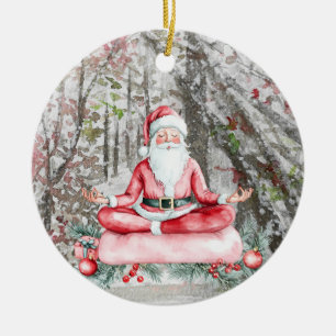 Yoga Weihnachten Santa Claus posiert Yoga Urlaub Keramik Ornament
