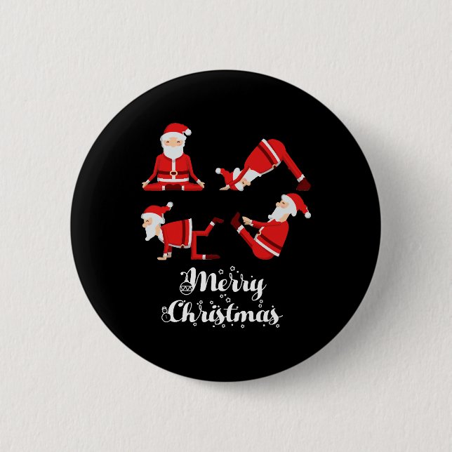 Yoga Weihnachts-Fitness Button (Vorderseite)