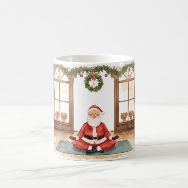 Yoga Weihnachts-Weihnachtsklaus mit Yoga Kaffeetasse (Mittel)