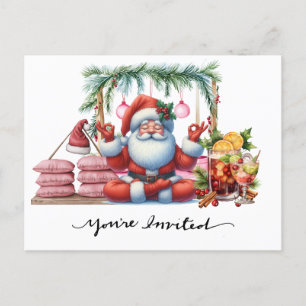 Yoga Weihnachts-Weihnachtsmann Posing Party Einlad Feiertagspostkarte