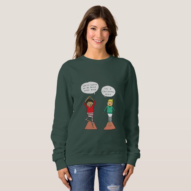 Yoga-Weihnachtspullover der Weihnachtsbaum-Pose-| Sweatshirt (Vorne ganz)